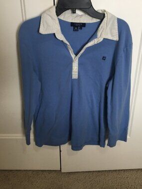 Vintage CHAPS Size L Blue Long Sleeve Shirt with White Collar